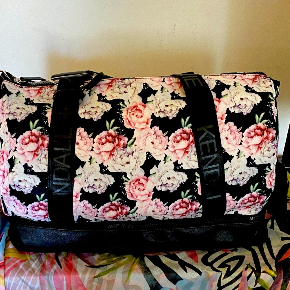 Floral Women's Bag - Black and Pink
